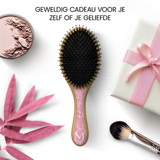 Ronde bamboe borstel - roze