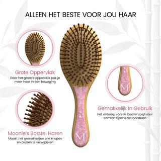 Ronde bamboe borstel - roze