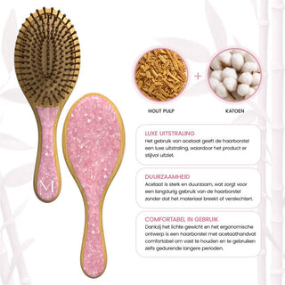 Ronde bamboe borstel - roze