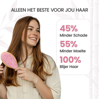 Ronde bamboe borstel - roze