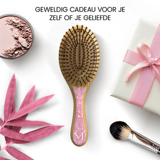 Ronde bamboe borstel - roze