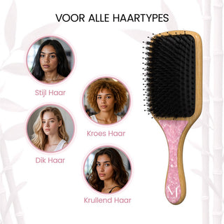Peddel bamboe borstel - roze