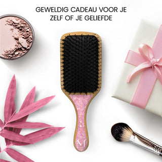 Peddel bamboe borstel - roze