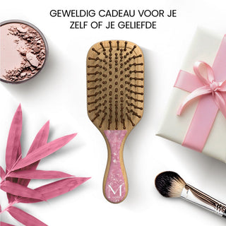 Peddel (mini) bamboe borstel - roze