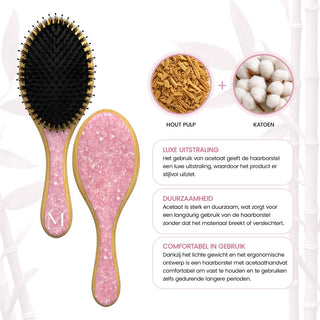 Ronde bamboe borstel - roze