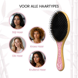 Ronde bamboe borstel - roze